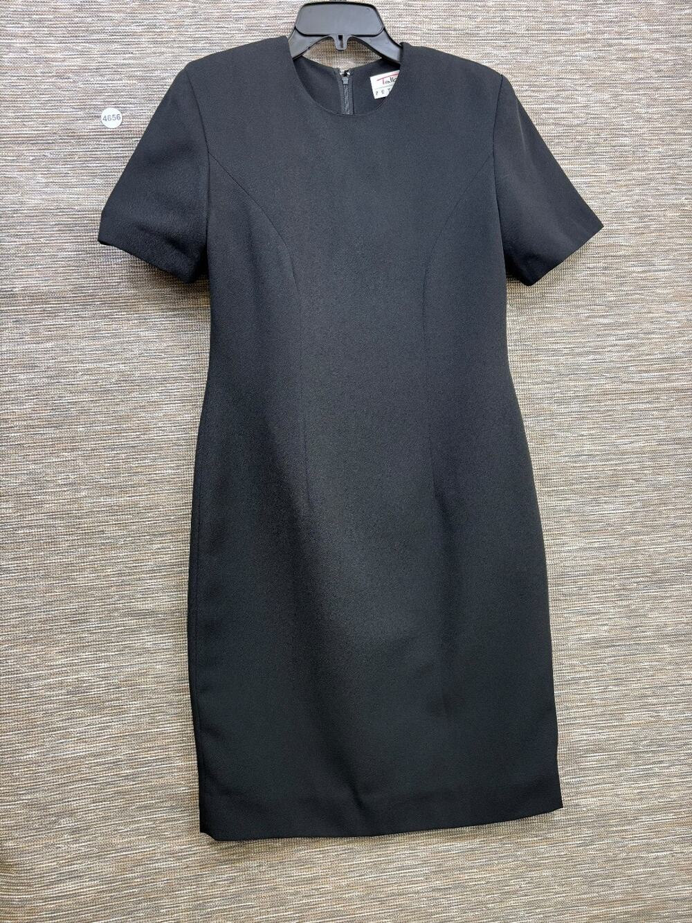 VTG Talbots Sheath Dress Womens 6P Black Short Sleeve Crew-Neck Casual Career